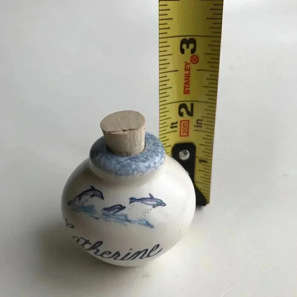 Catherine Dolphin Ocean Name Meaning Vase Trinket - Picture 9 of 9